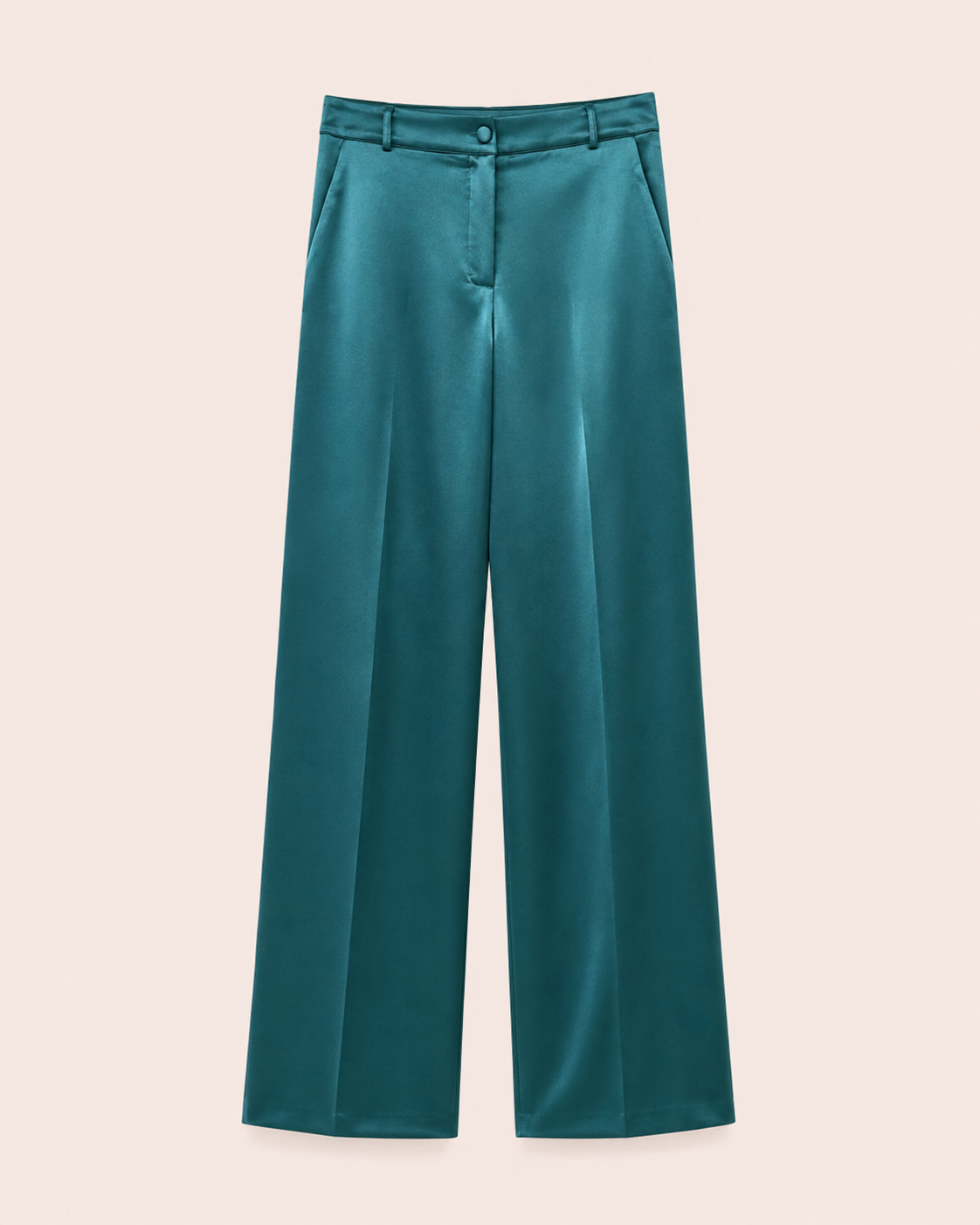 Ensemble Tailleur Satiné Vert Canard — Blazer & Pantalon Palazzo
