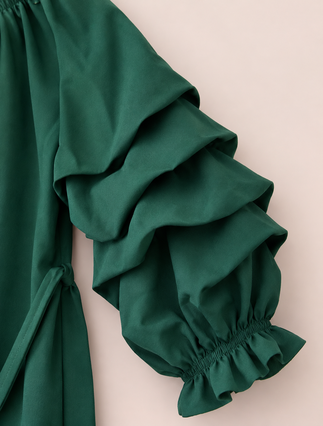 Ensemble 2 Pièces Vert Forêt — Top Volants & Pantalon Large