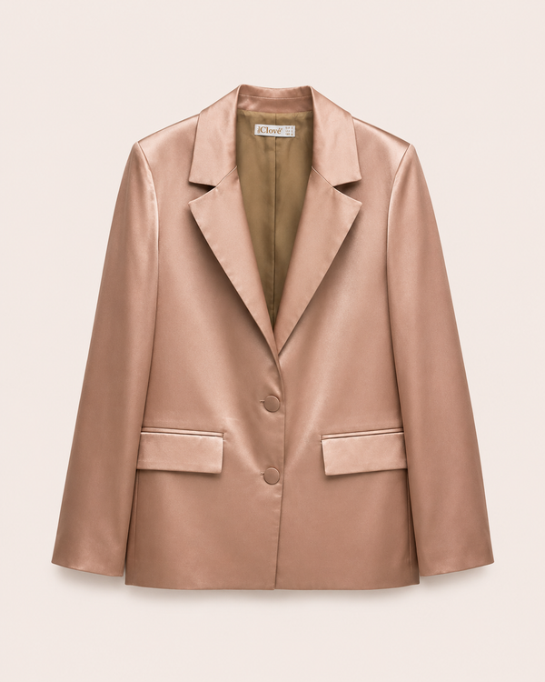 Blazer Satiné Rose Poudré — Coupe Structurée