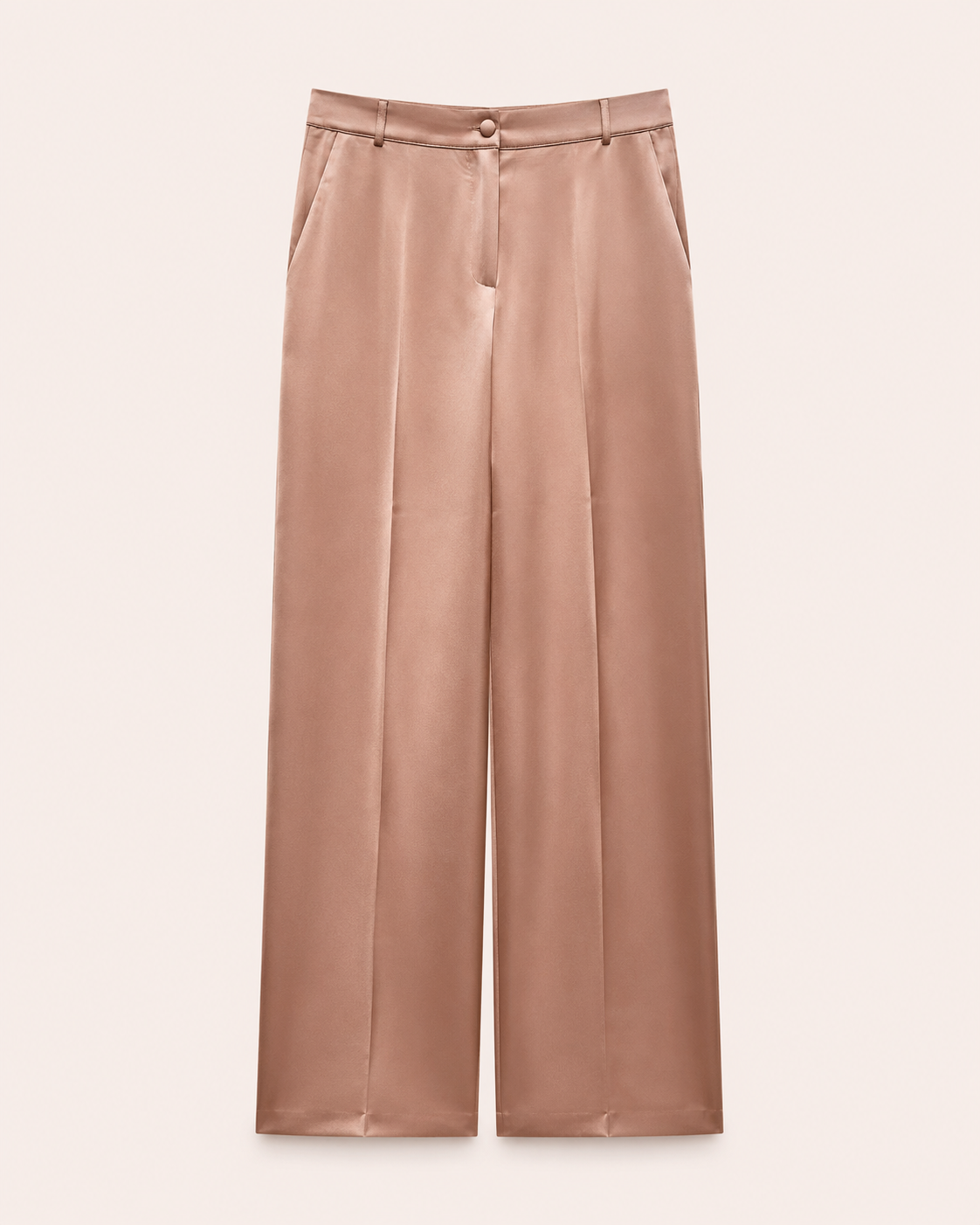 Ensemble Tailleur Satiné Rose Poudré — Blazer & Pantalon Palazzo