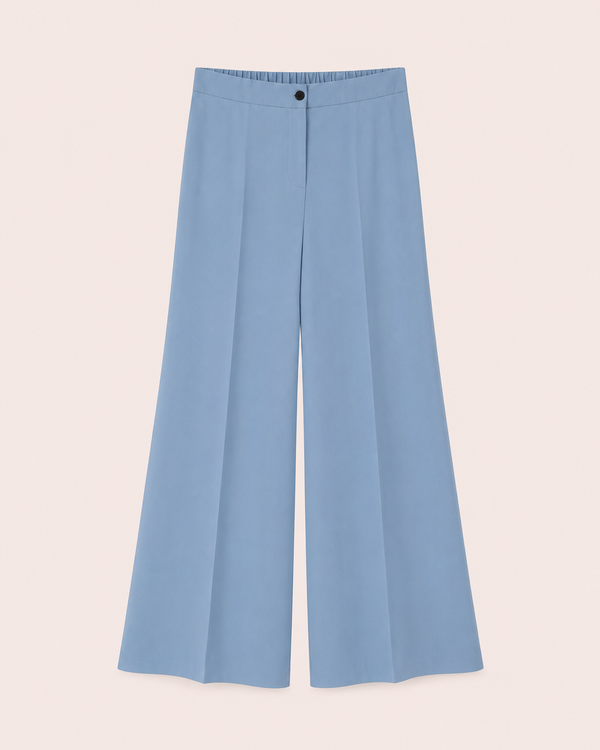 Pantalon large bleu ciel femme — taille haute