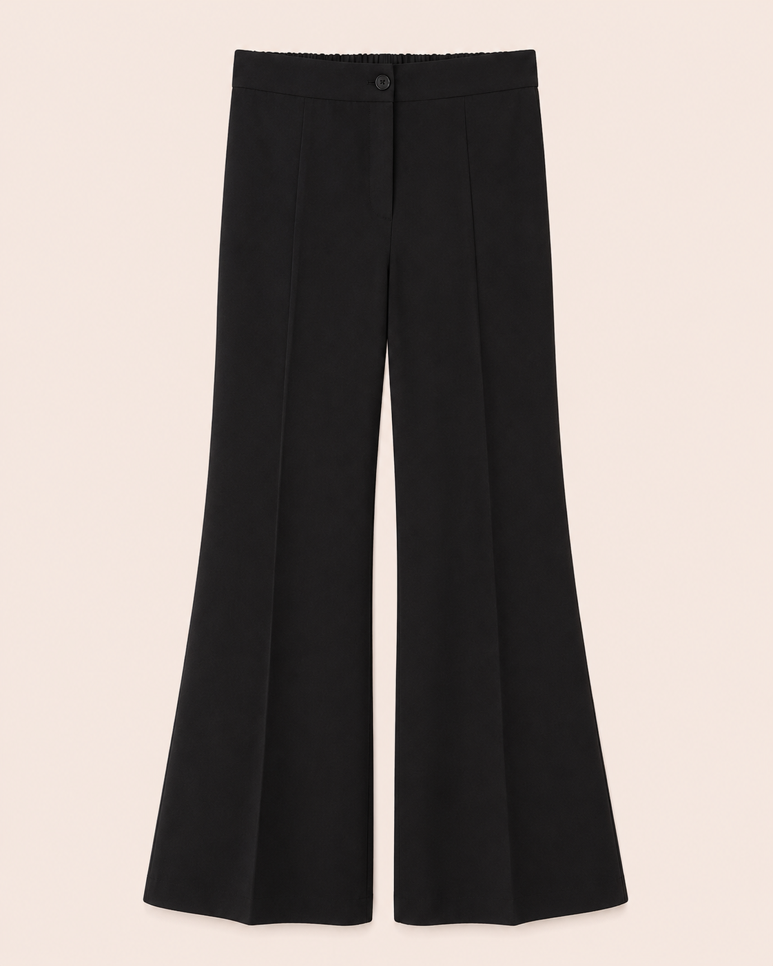 Pantalon large noir femme taille haute vue de face – Zalimi