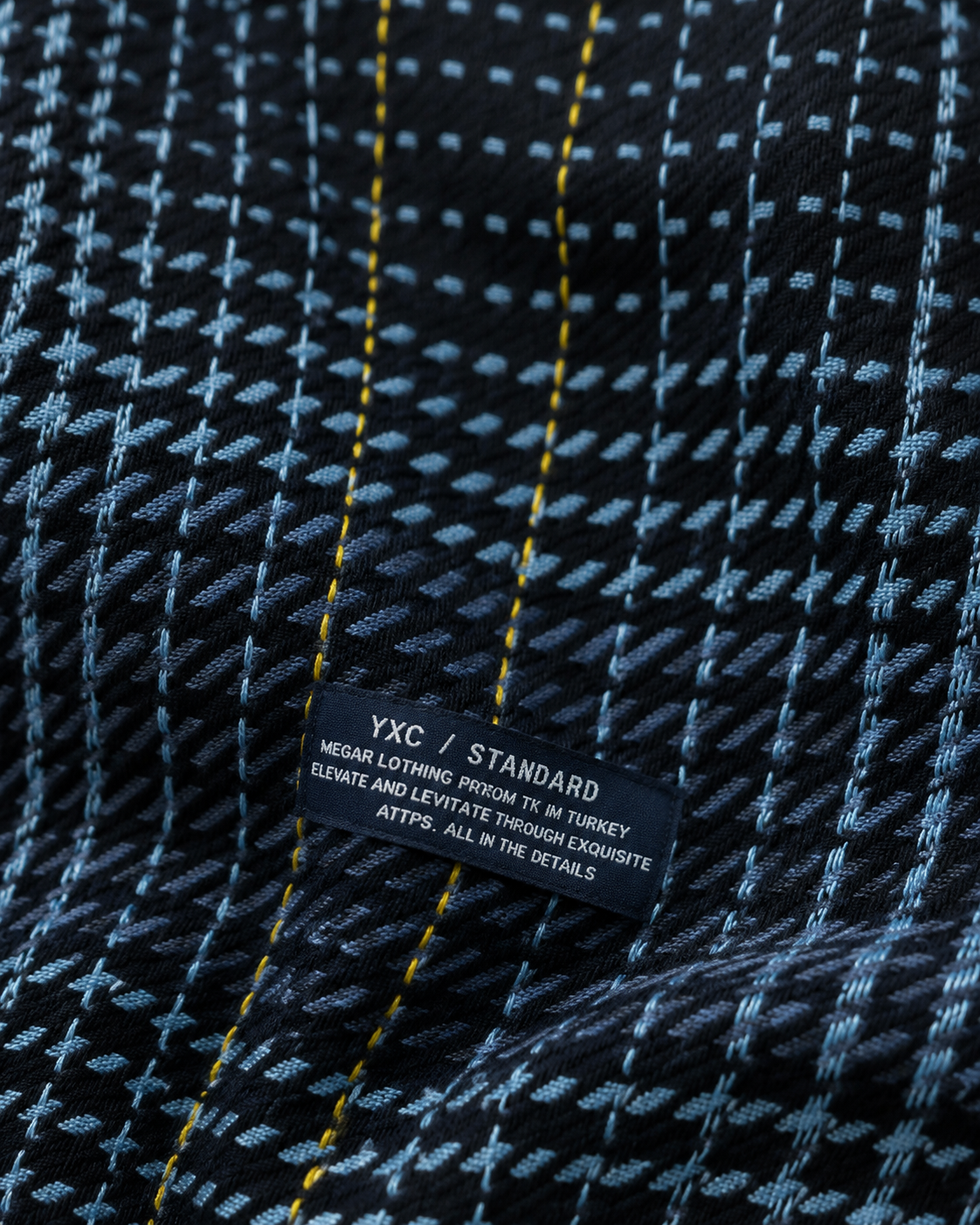 Étiquette intérieure chemise veste YXC Standard bleu nuit — Zalimi

