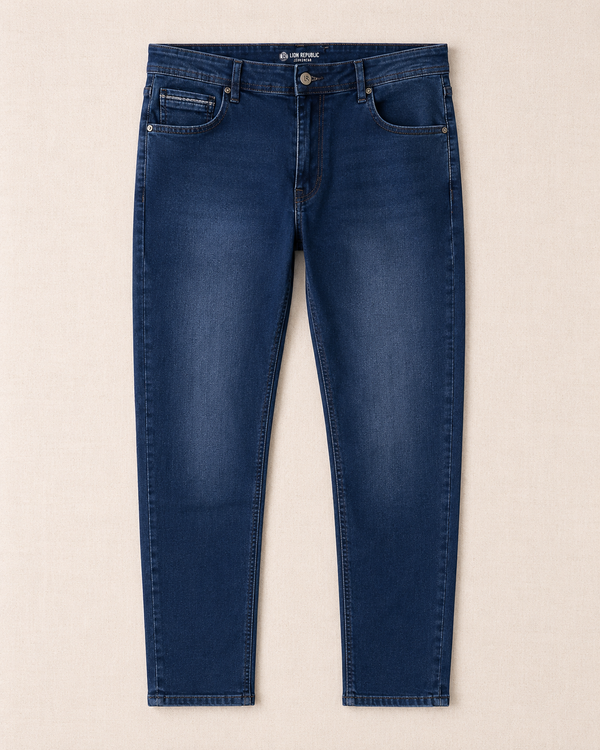 Jean slim bleu marine vue de face coupe ajustée — Zalimi Sénégal