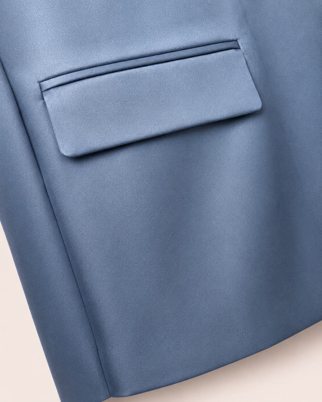 Ensemble Tailleur Satiné Bleu Acier — Blazer & Pantalon Palazzo