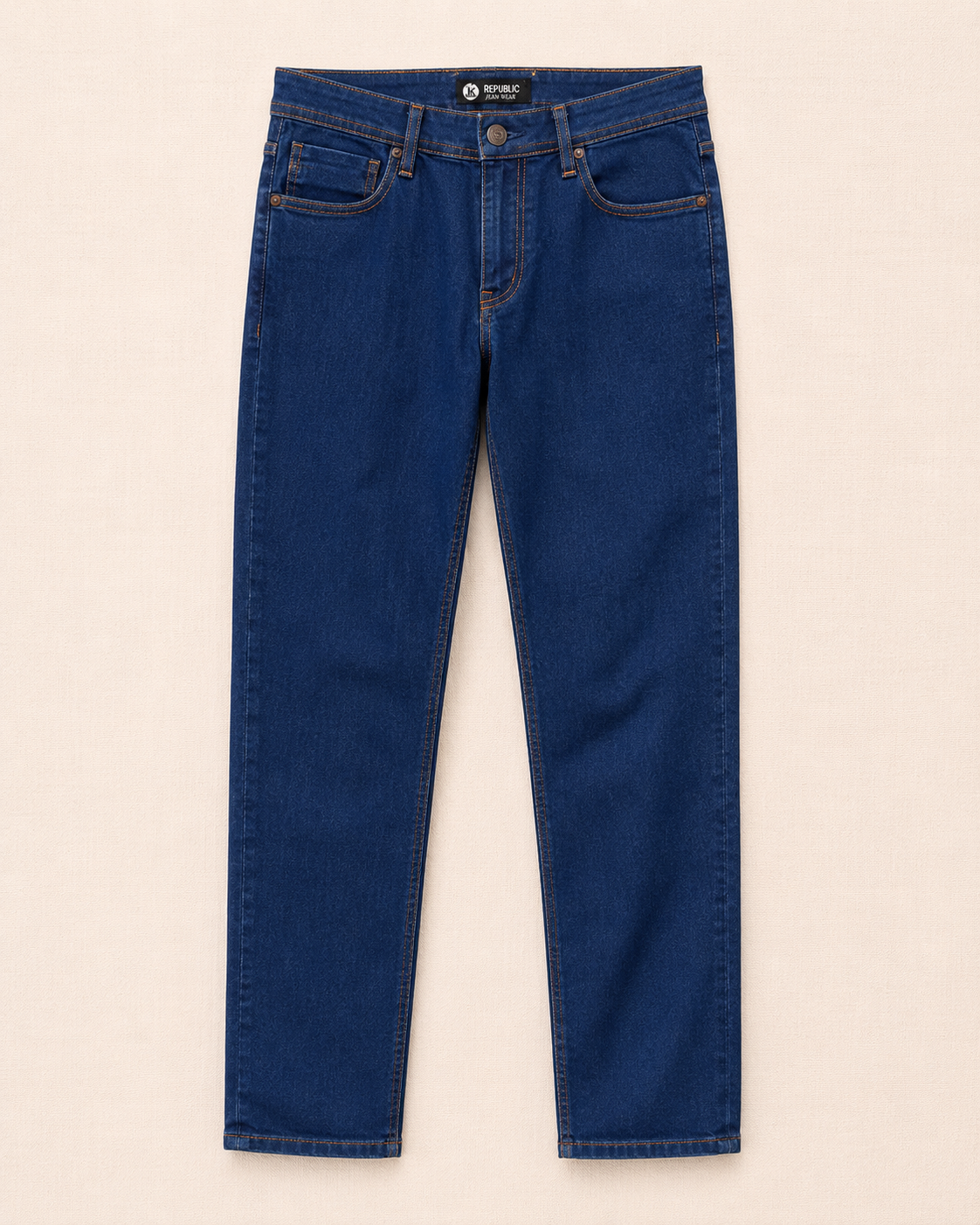 Jean droit bleu indigo vue de face coupe classique — Zalimi Sénégal