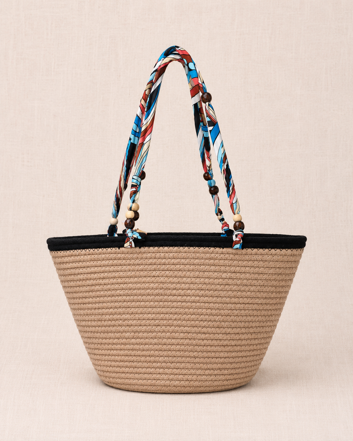 Sac panier tressé profil bordure noire — Zalimi