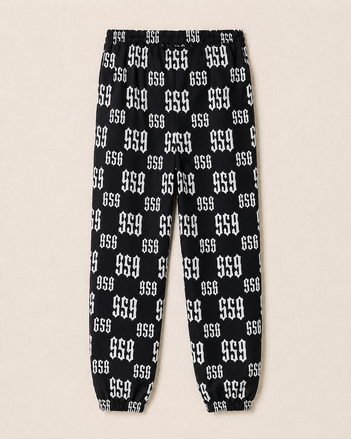 Jogging noir imprimé all-over dos vue complète — Zalimi